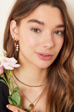 Dangling earrings - #summergirls collection Pink & Gold Stainless Steel h5 Picture2